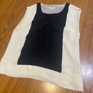 JCrew Black and Ivory Silk Sleeveless Blouse